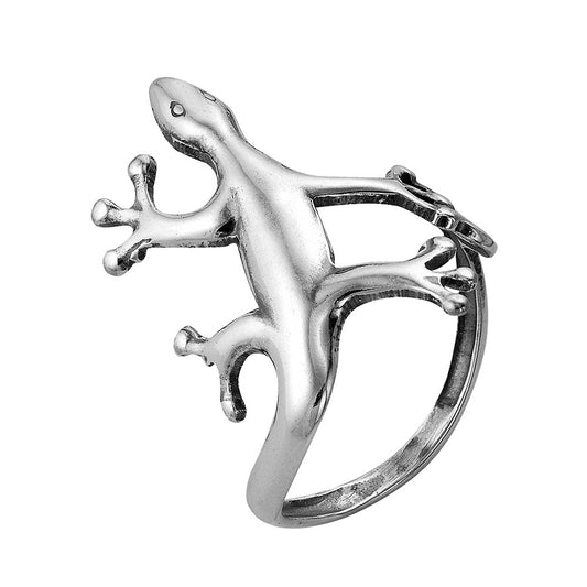 Lizard silver plated ring.