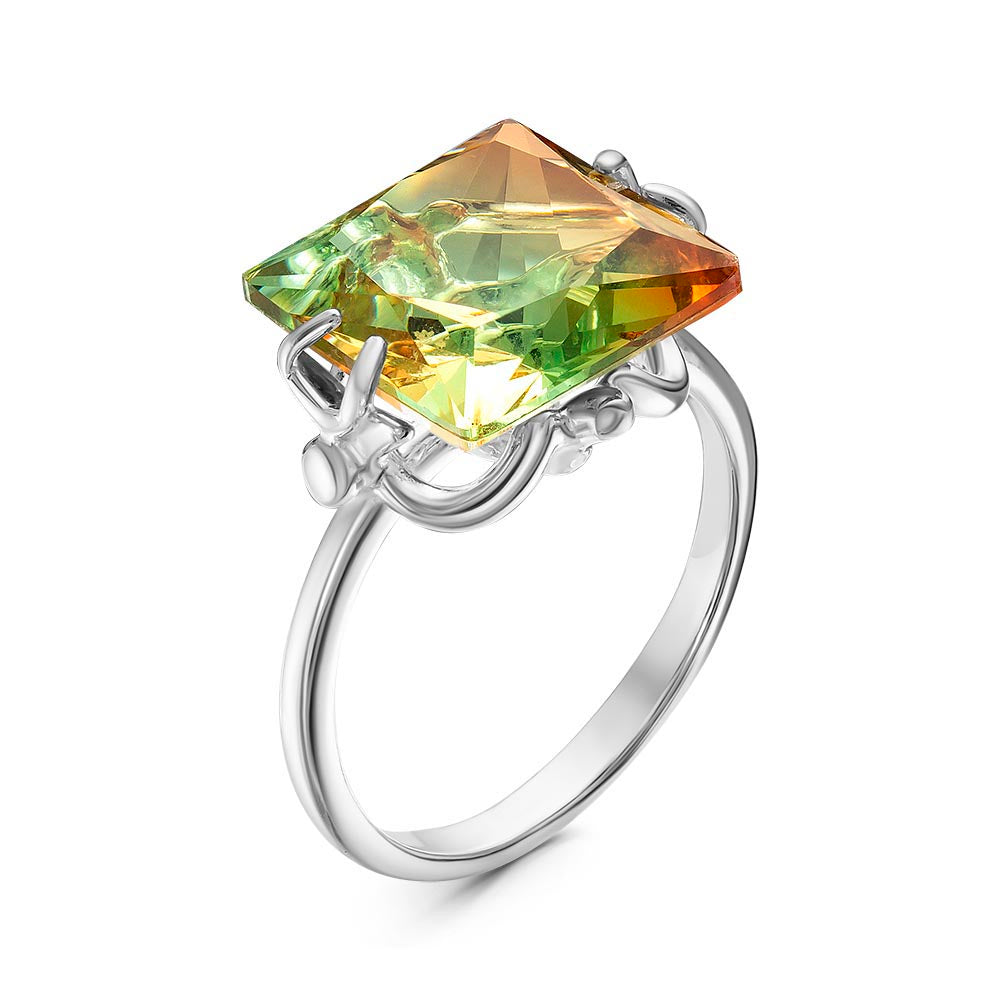 Silver plated ring with cubic zirconia