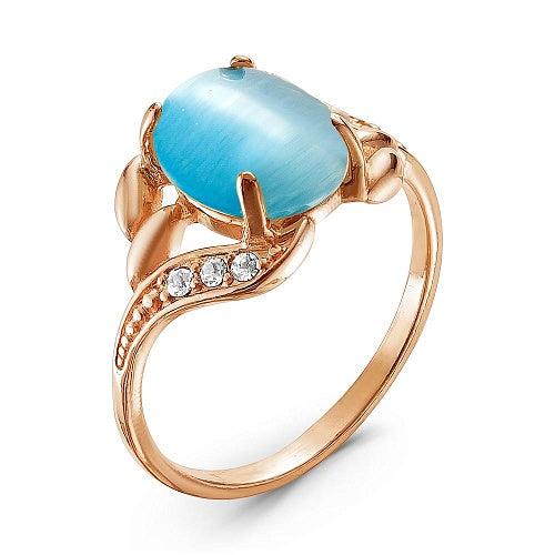 La vie en rose gold plated ring with blue cubic zirconia