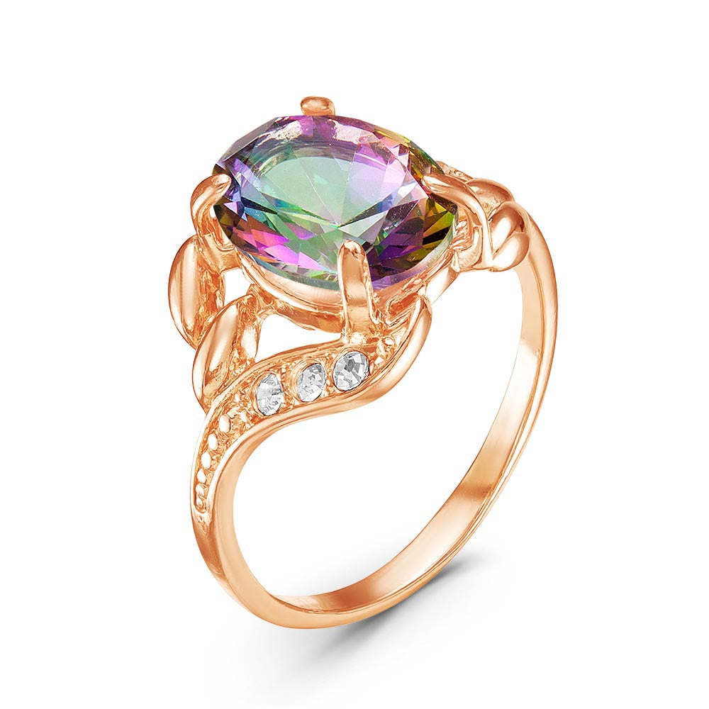 La vie en rose gold plated ring with cubic zirconia