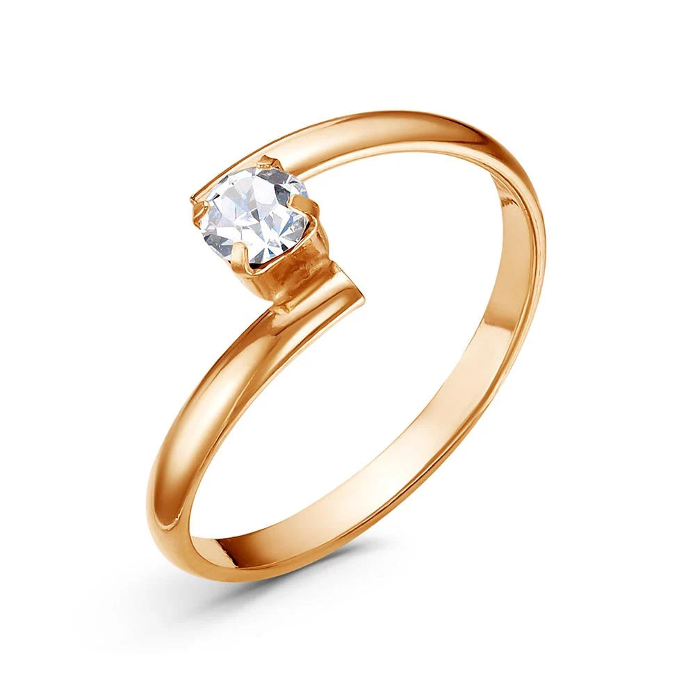 Dewdrop gold plated ring with cubic zirconia