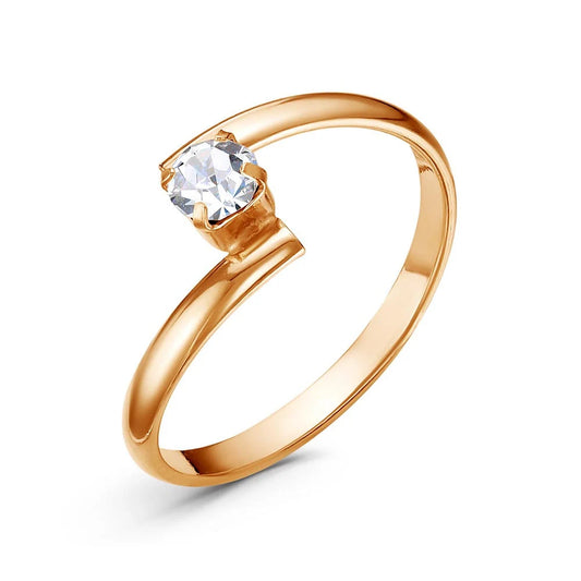 Dewdrop gold plated ring with cubic zirconia
