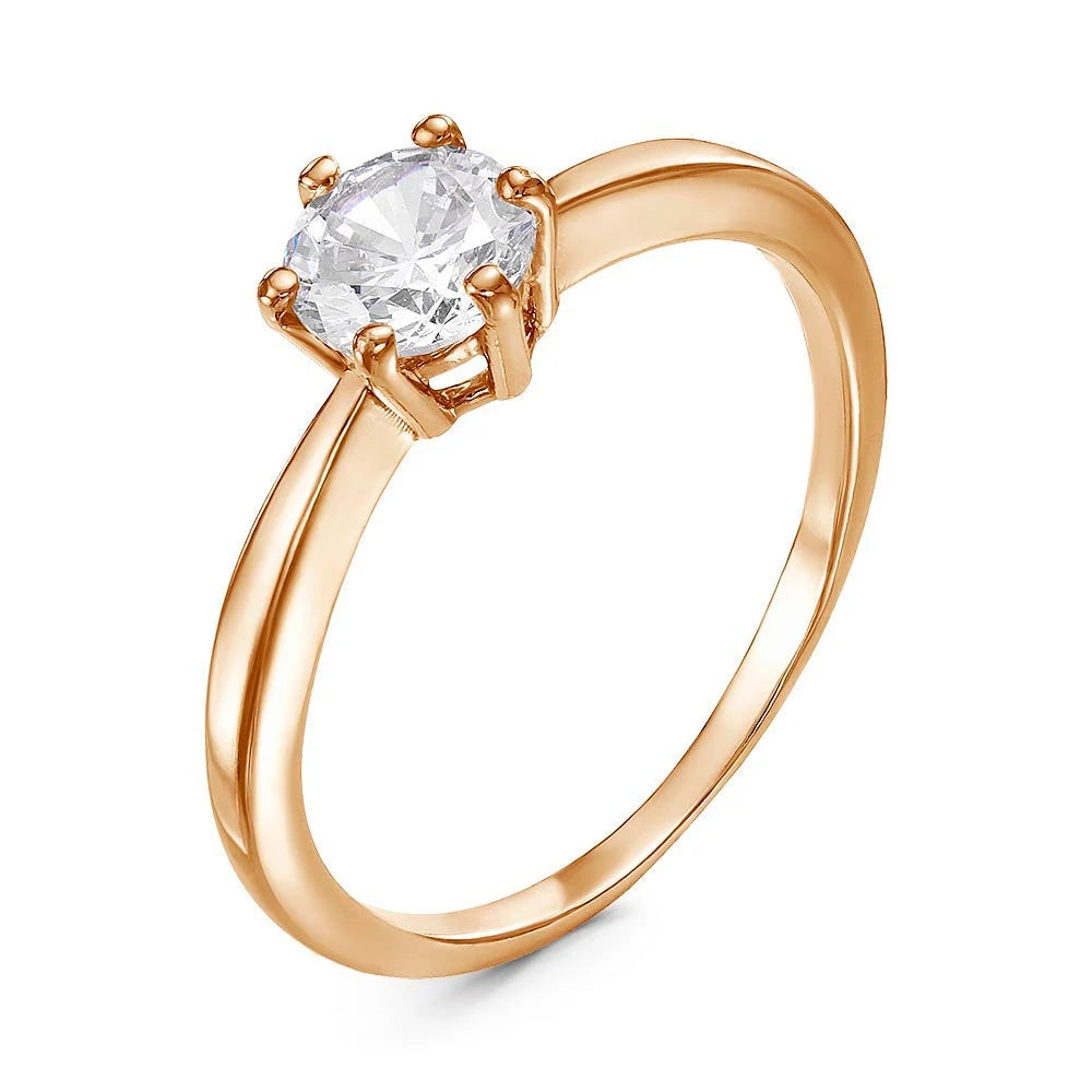 Gold plated engagement ring with cubic zirconia