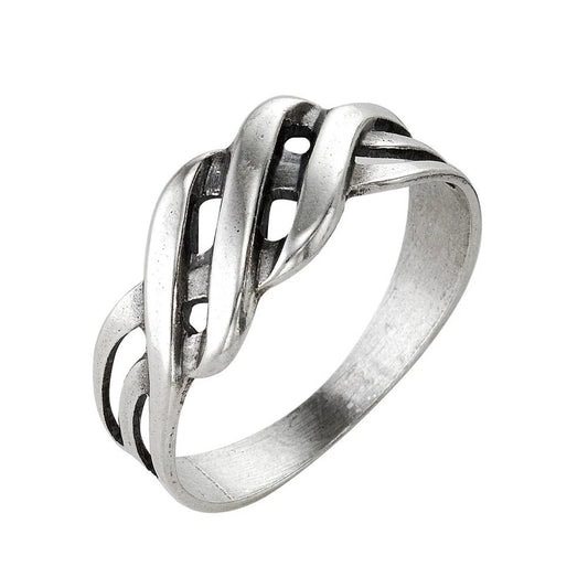 Braid silver plated ring