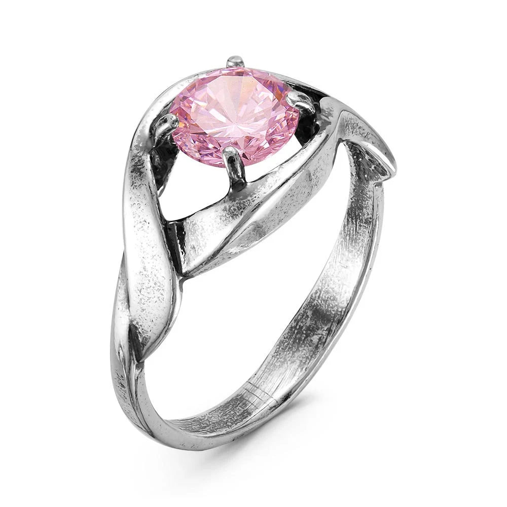 Silver plated ring with cubic zirconia