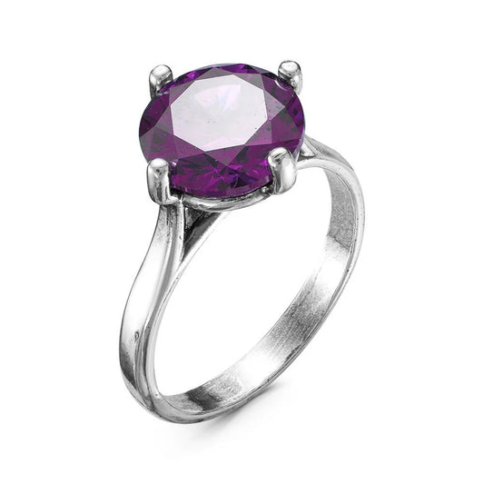 Silver plated ring with cubic zirconia