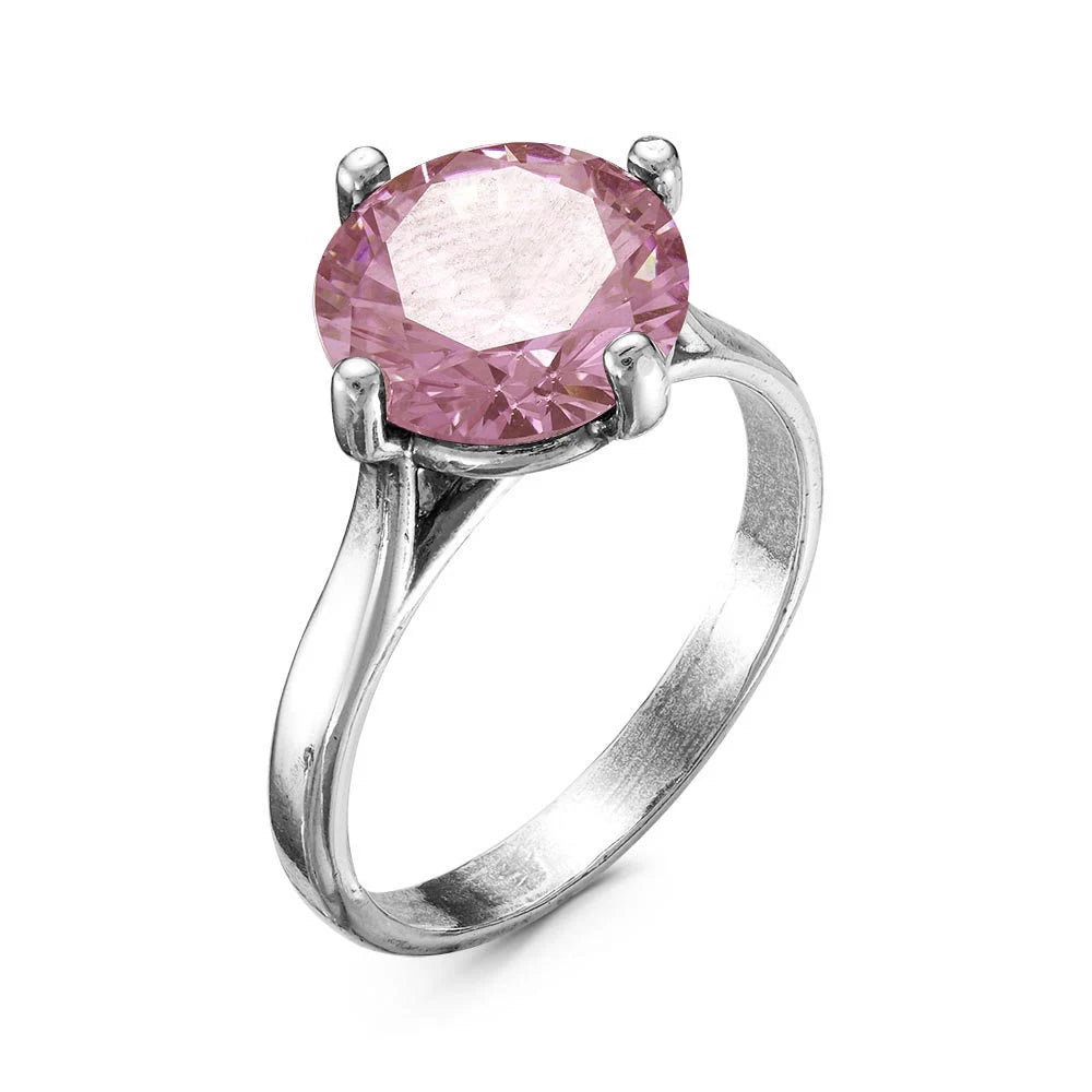 Silver plated ring with cubic zirconia