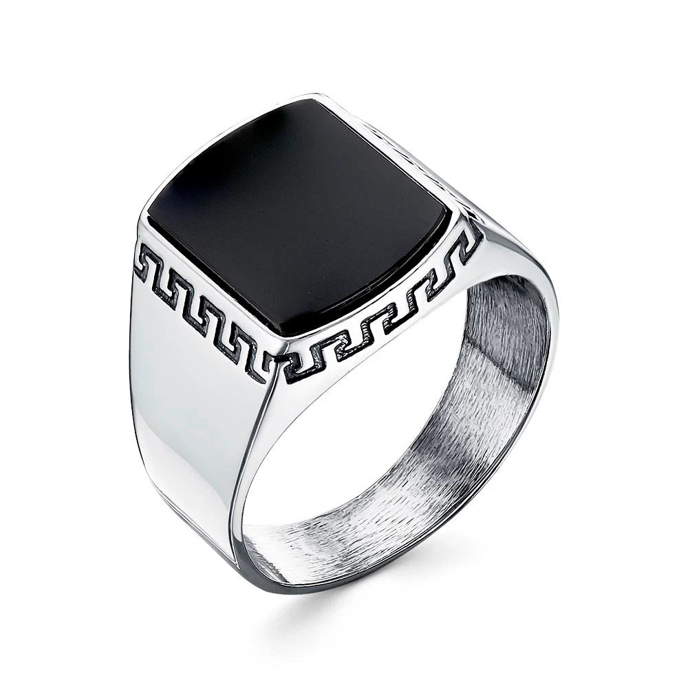 Silver plated ring. Imitation agate