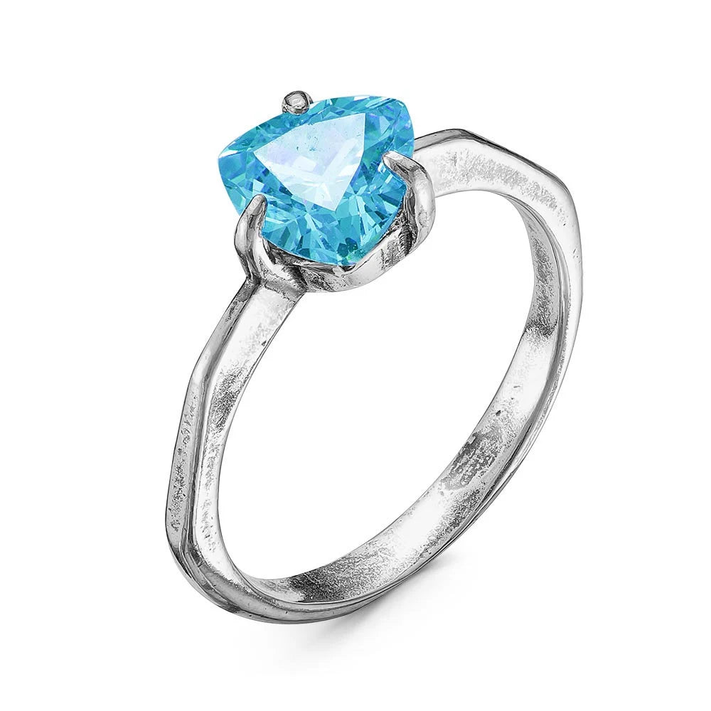 Silver plated ring with cubic zirconia
