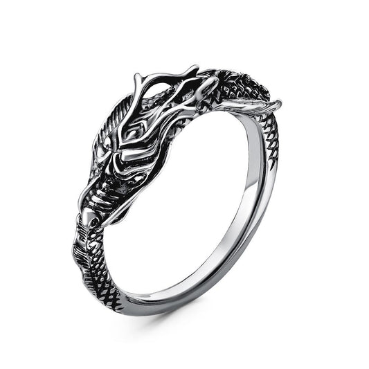 Uroboros silver plated ring