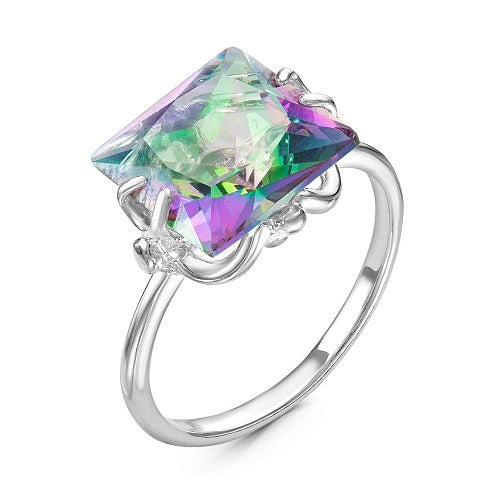 Silver plated ring with cubic zirconia