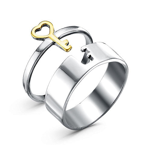 Key to the heart. Silver plated ring