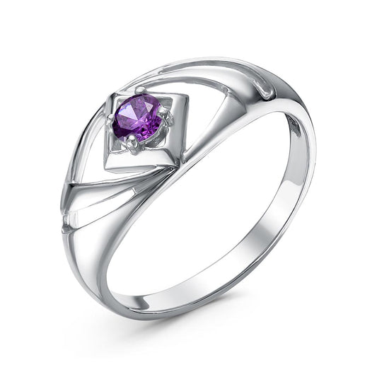 Silver plated ring with cubic zirconia