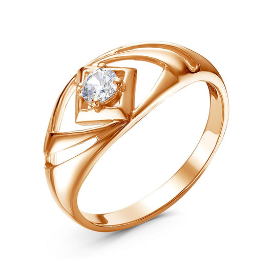 Gold plated ring with cubic zirconia