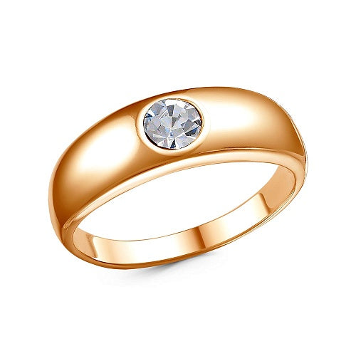 Gold plated ring with cubic zirconia