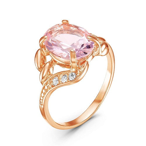 La vie en rose gold plated ring with cubic zirconia