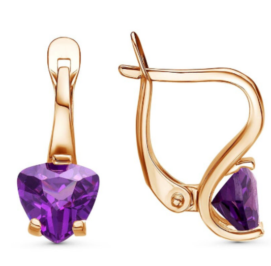 Earrings gold plated with cubic zirconia
