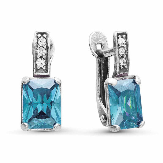 Earrings silver plated with cubic zirconia