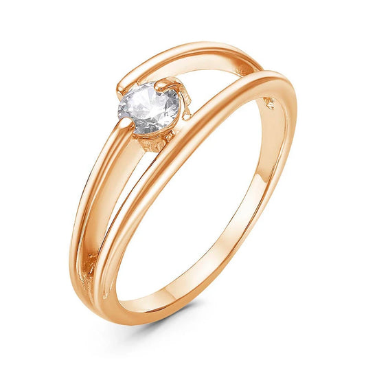 Embrace gold plated ring with cubic zirconia