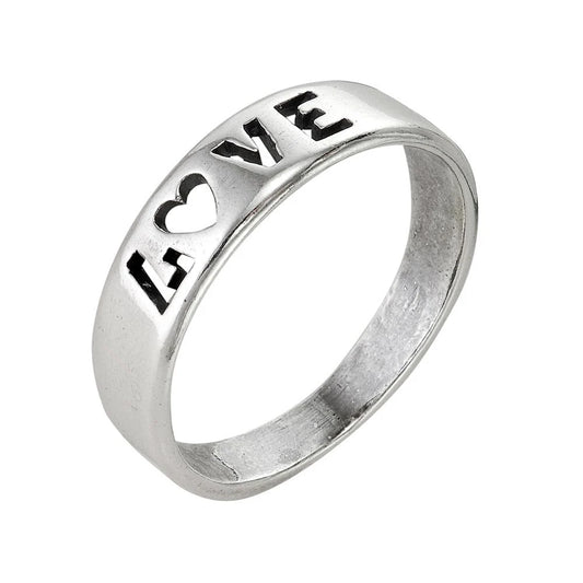Silver plated ring Love