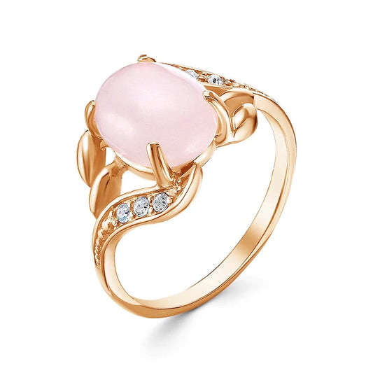 La vie en rose gold plated ring with cubic zirconia