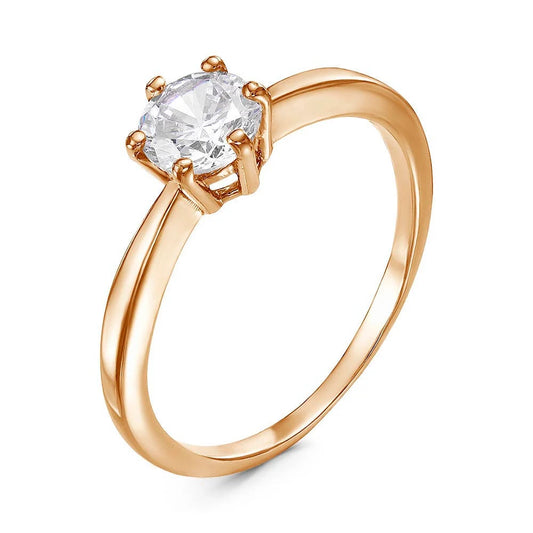 Gold plated engagement ring with cubic zirconia