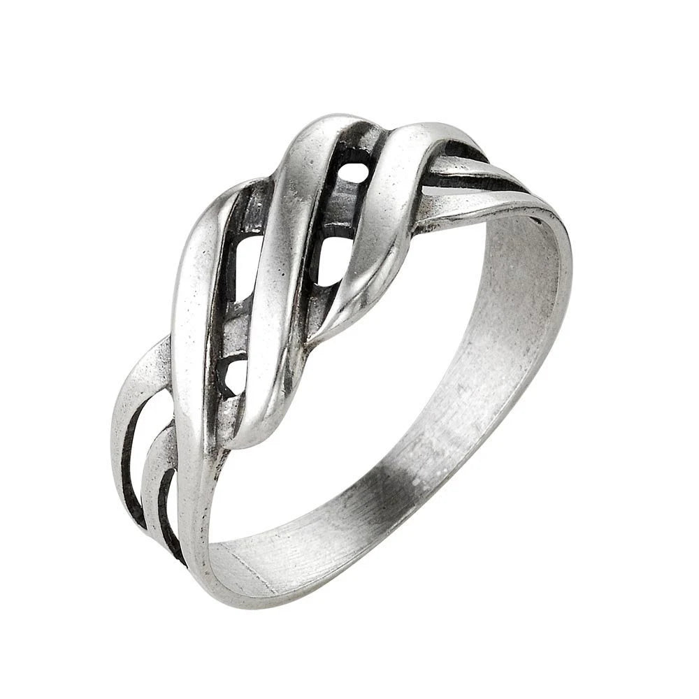 Braid silver plated ring