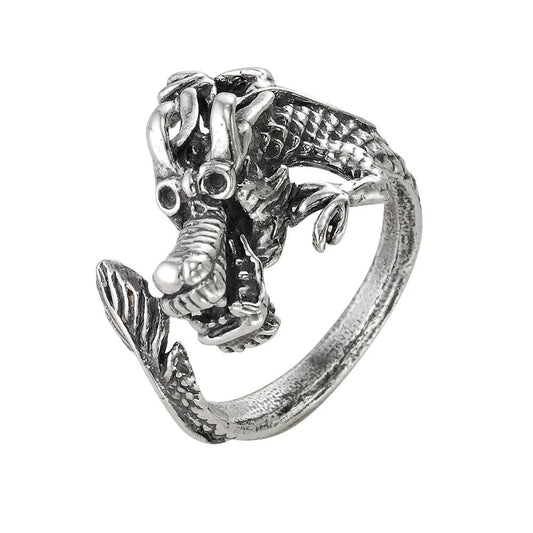 Dragon silver plated ring