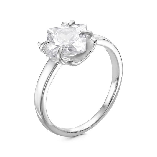 Silver plated ring with cubic zirconia