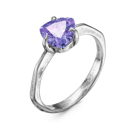 Silver plated ring with cubic zirconia