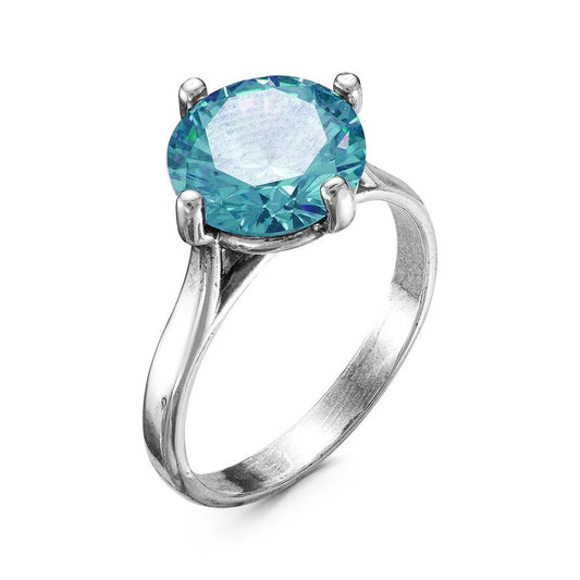 Silver plated ring with cubic zirconia
