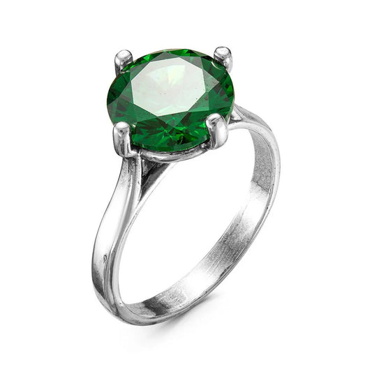 Silver plated ring with cubic zirconia