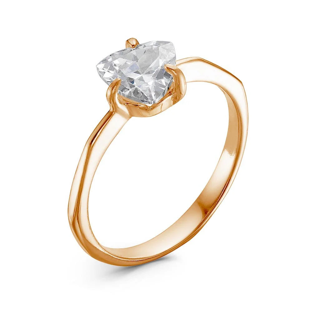 Gold plated engagement  ring with cubic zirconia