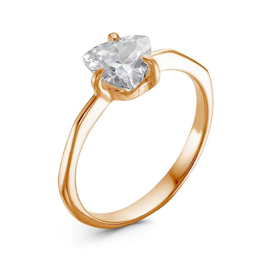 Gold plated engagement  ring with cubic zirconia