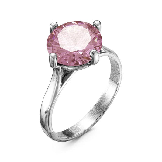 Silver plated ring with cubic zirconia