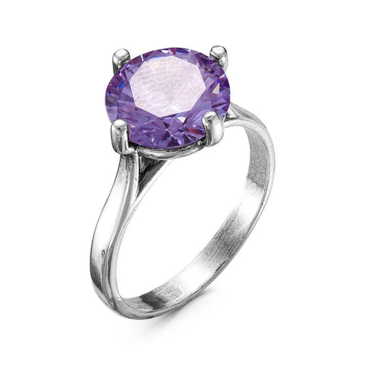 Silver plated ring with cubic zirconia