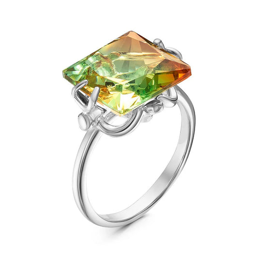 Silver plated ring with cubic zirconia