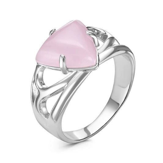 Silver plated ring with rose quartz
